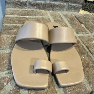 Pedro Garcia Camel Flat Slide Sandals Toe-Loop Square Toe EU 37 US 7 #0017